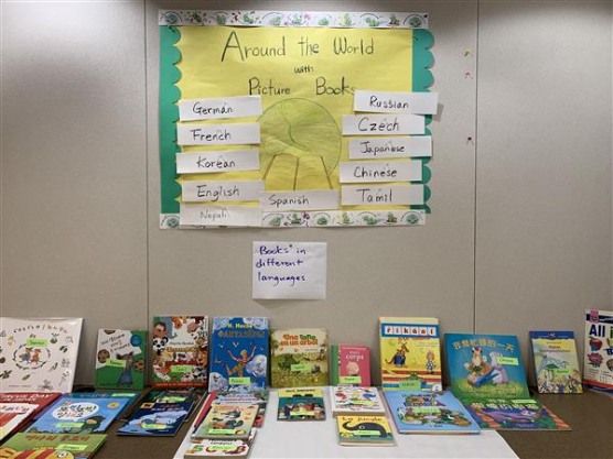 During the international festival, library displays children picture books around the world